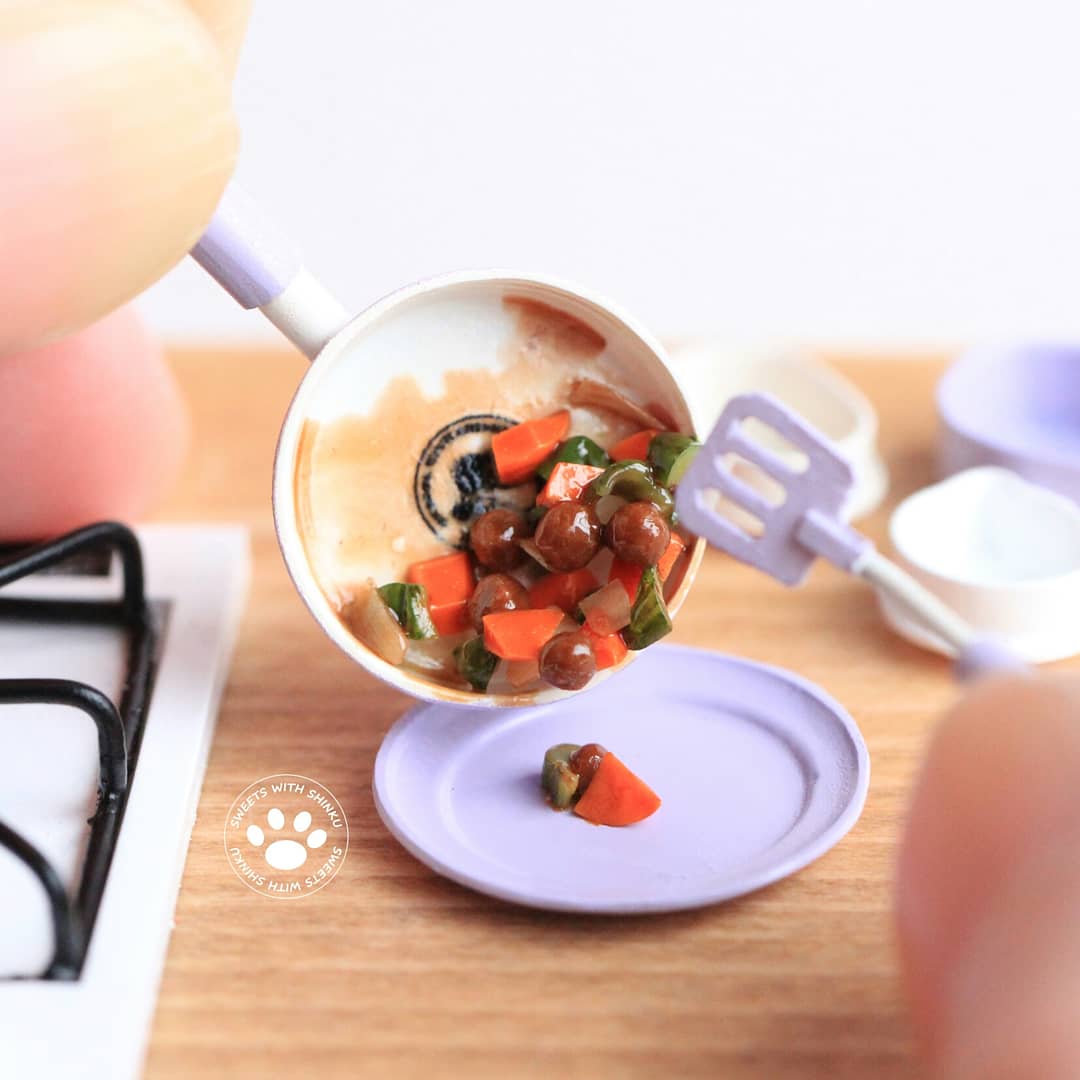 Shinku,楽しいお料理,肉だんご,クッキング,ミニチュア中華あんかけ