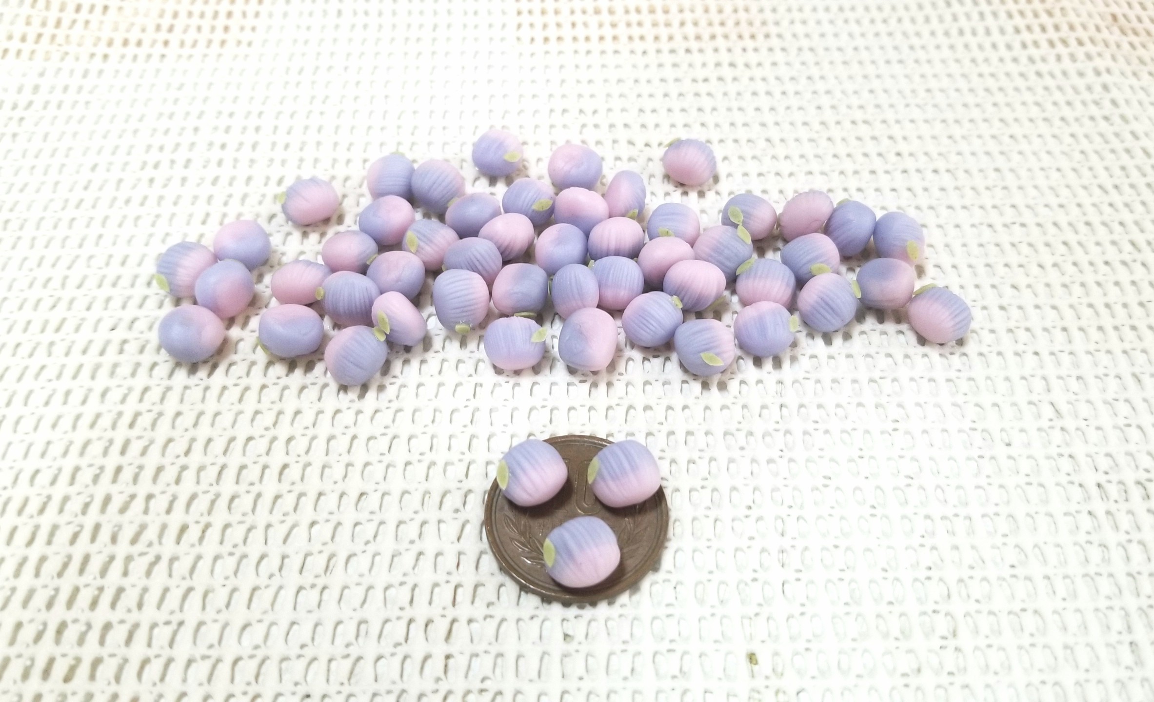 ミニチュアフード,和菓子,藤,練りきり,樹脂粘土,オビツろいど,食品