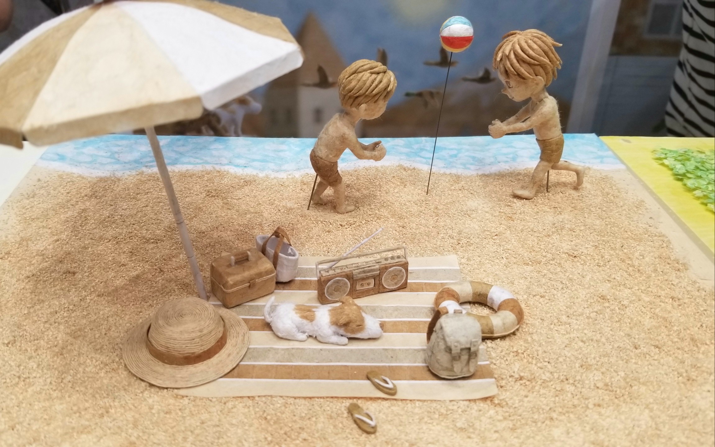 KazuhiroKanazawa,ミニチュア, 海水浴,砂浜,紙アート, ハンドメイド