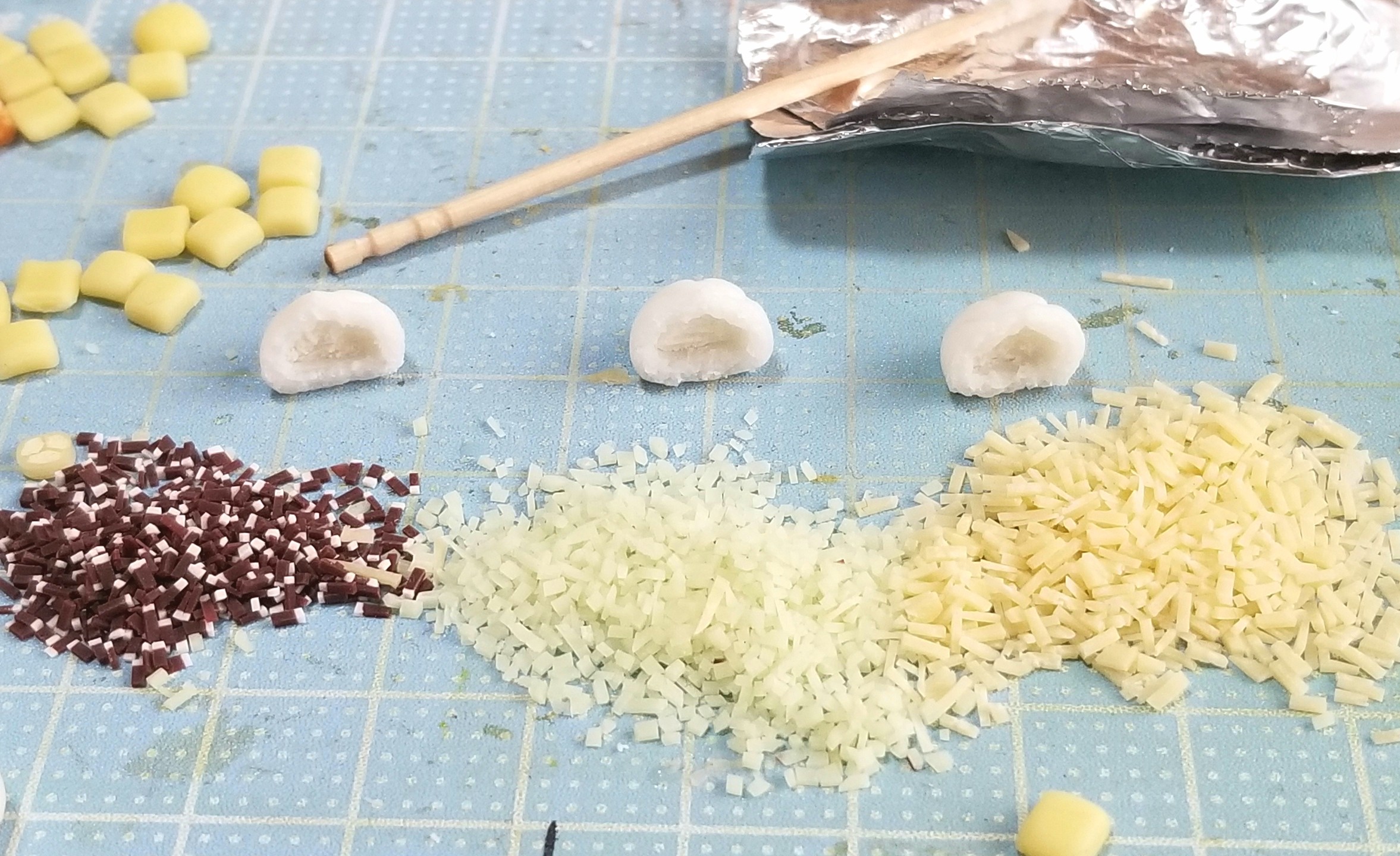 肉まんの作り方,ミニチュアフード,具材,ドールハウス,樹脂粘土