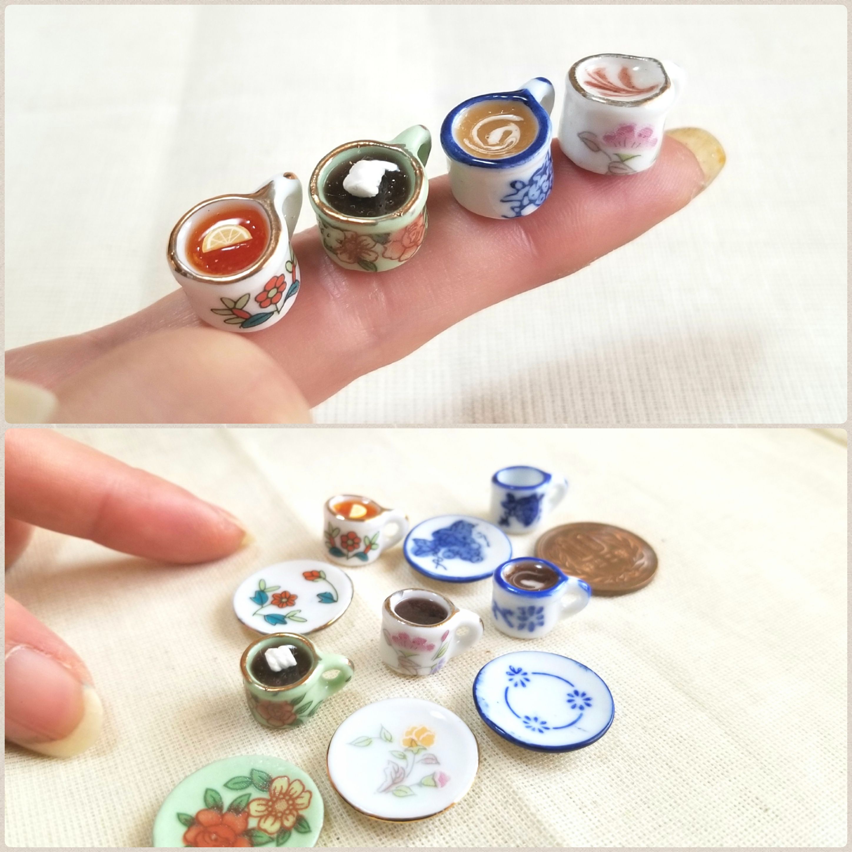 ミニチュア,選べるホットドリンク,ジュース,温まる,陶器ティーカップ