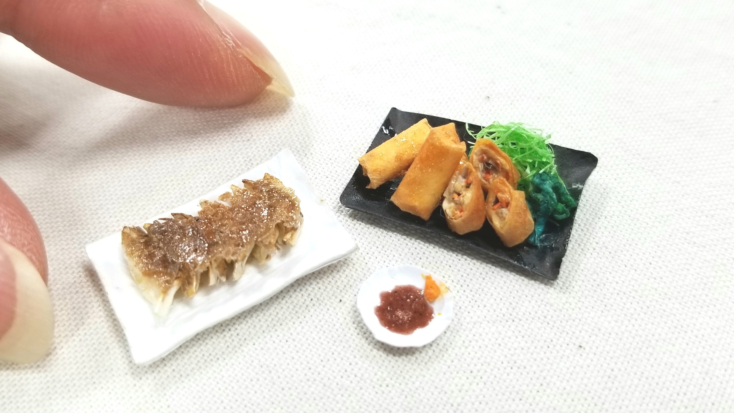 クラフト,紙アート,ミニチュアフード,ハンドメイド,餃子,春巻き,中華
