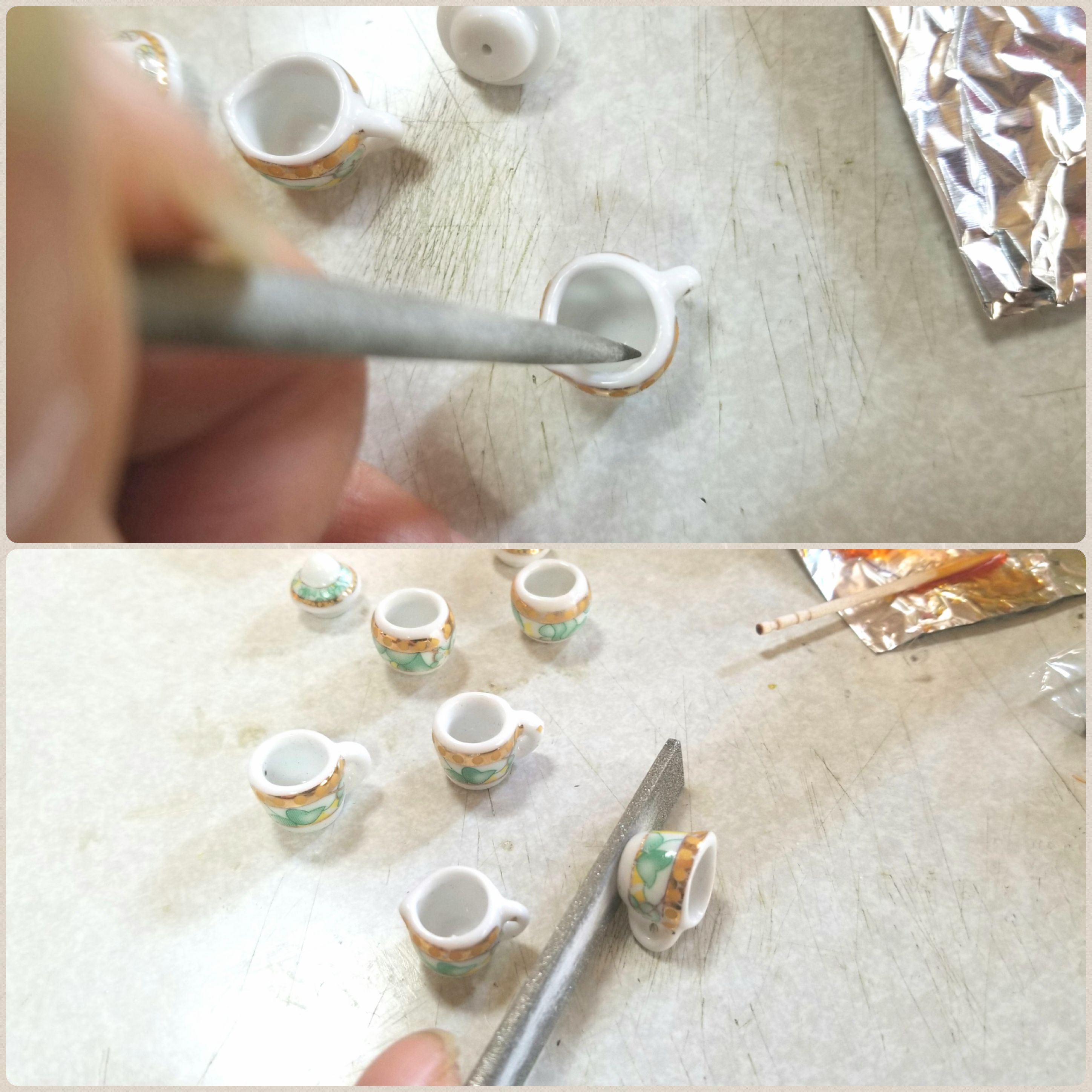 ミニチュアフードの作り方,ドリンク飲み物,陶器のティーカップ