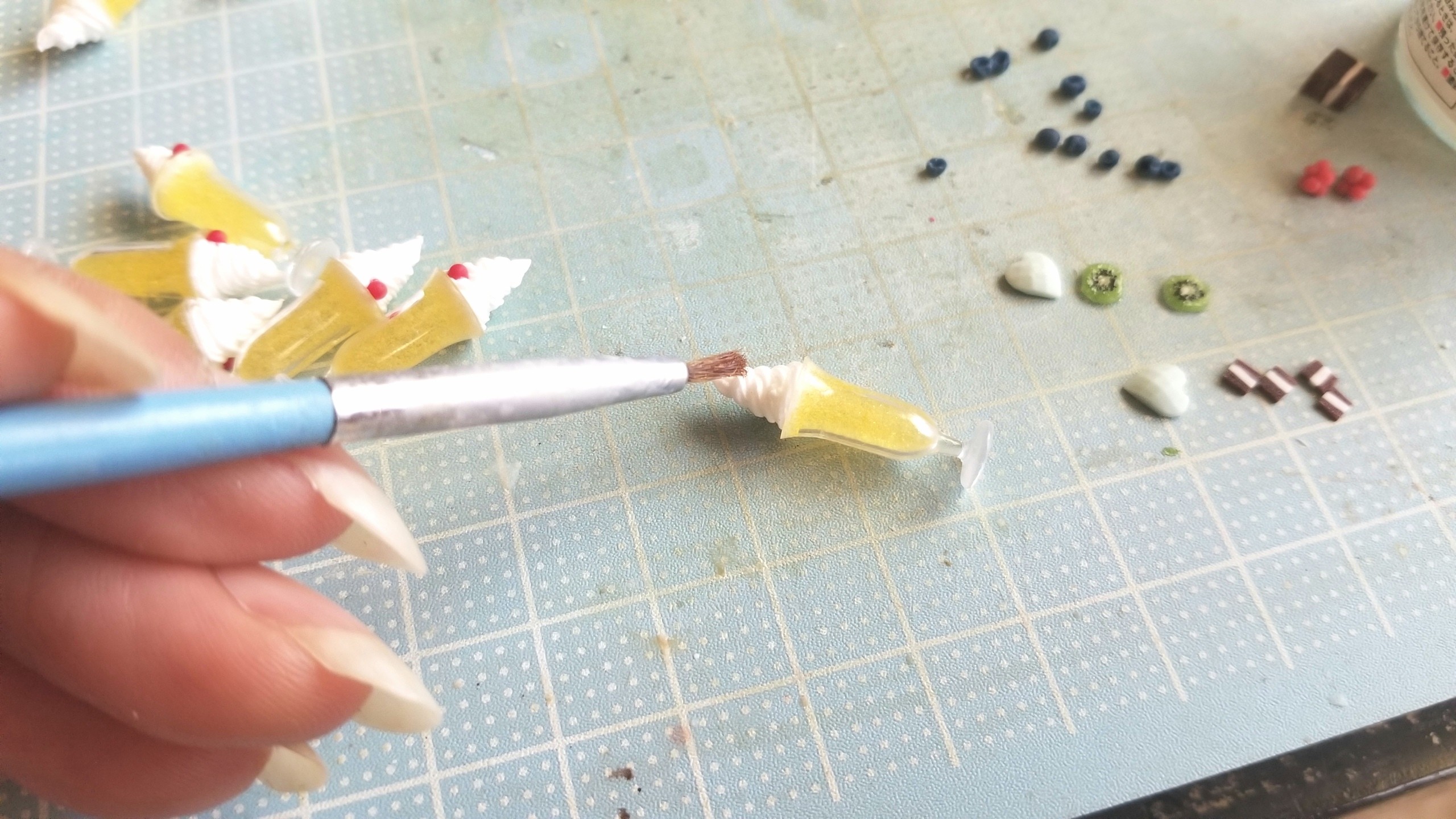 クリームソーダフロートの作り方,レジン,ミニチュア,ドールハウス