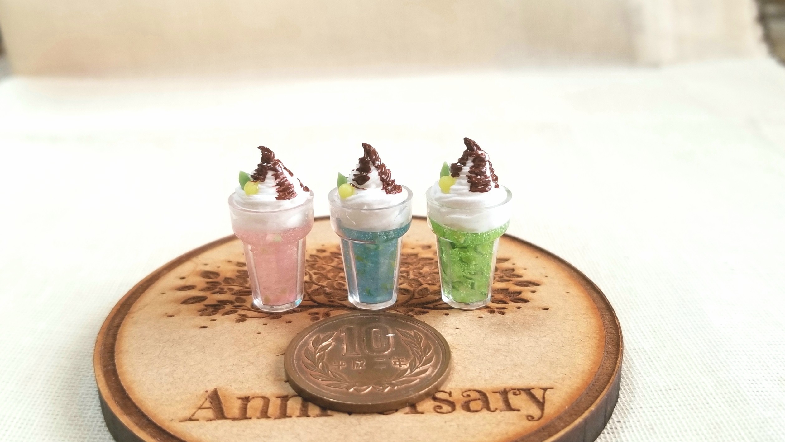 サンデー,パフェ,粘土,レジン,ドリンク,ミニチュアフード,ジュース