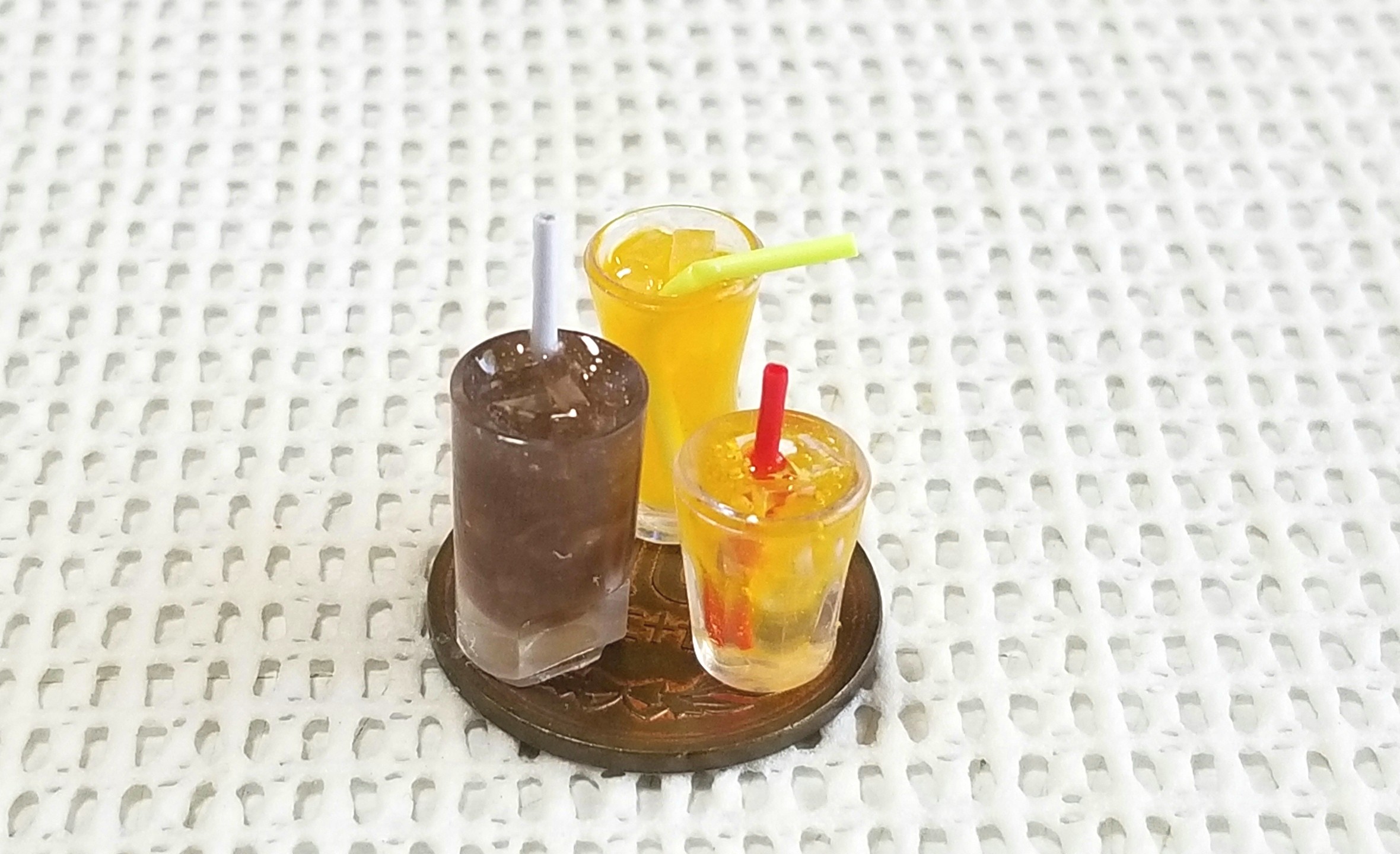 ミニチュア, 飲み物, コーラ, オレンジジュース, UVレジン