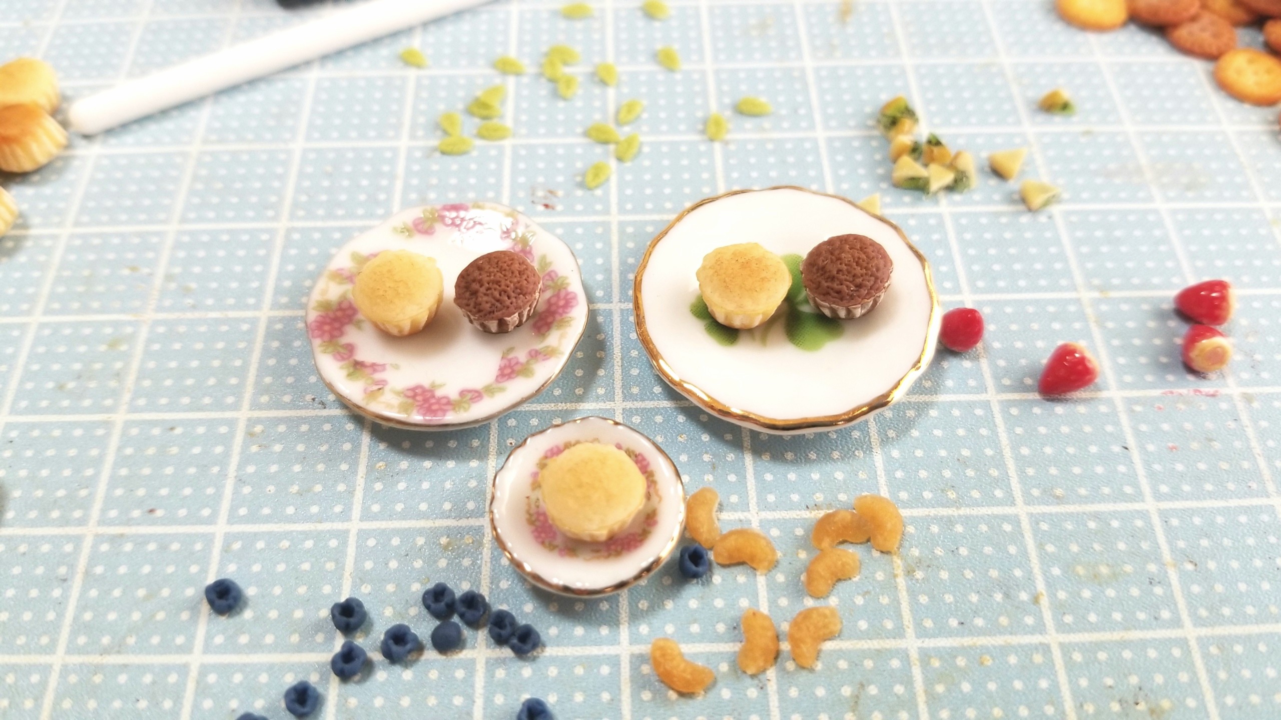 カップケーキ,ミニチュア,ドールハウス,樹脂粘土,製作過程,食品