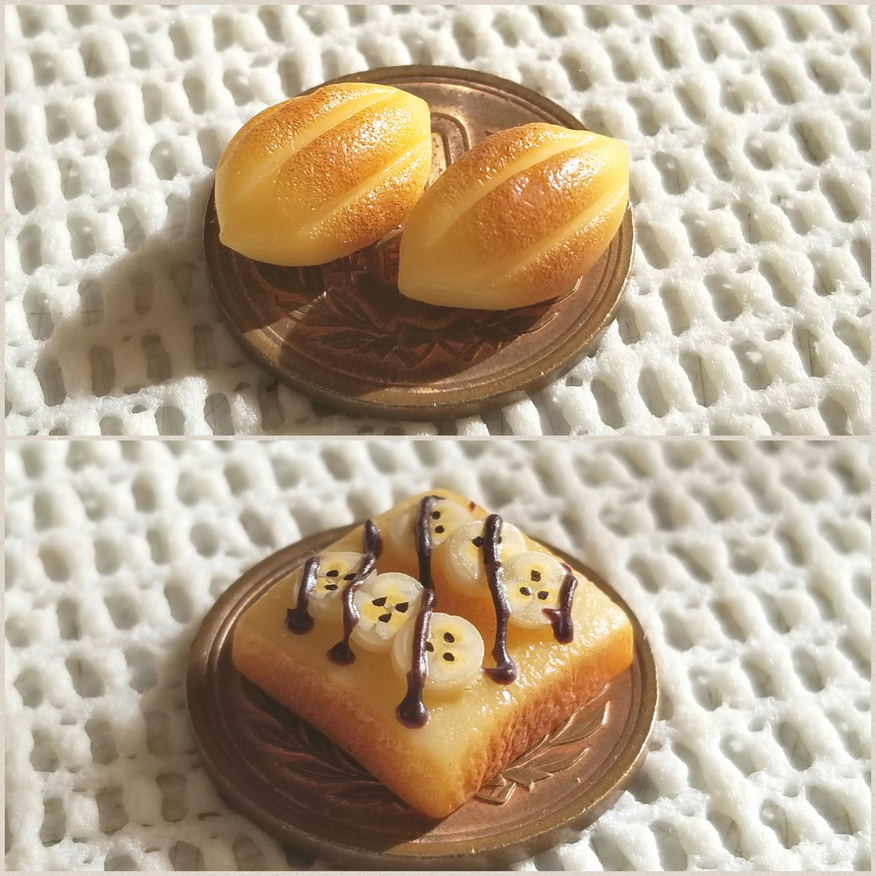 ミニチュアチョコバナナトースト,アーモンドパン,シルバニアサイズ