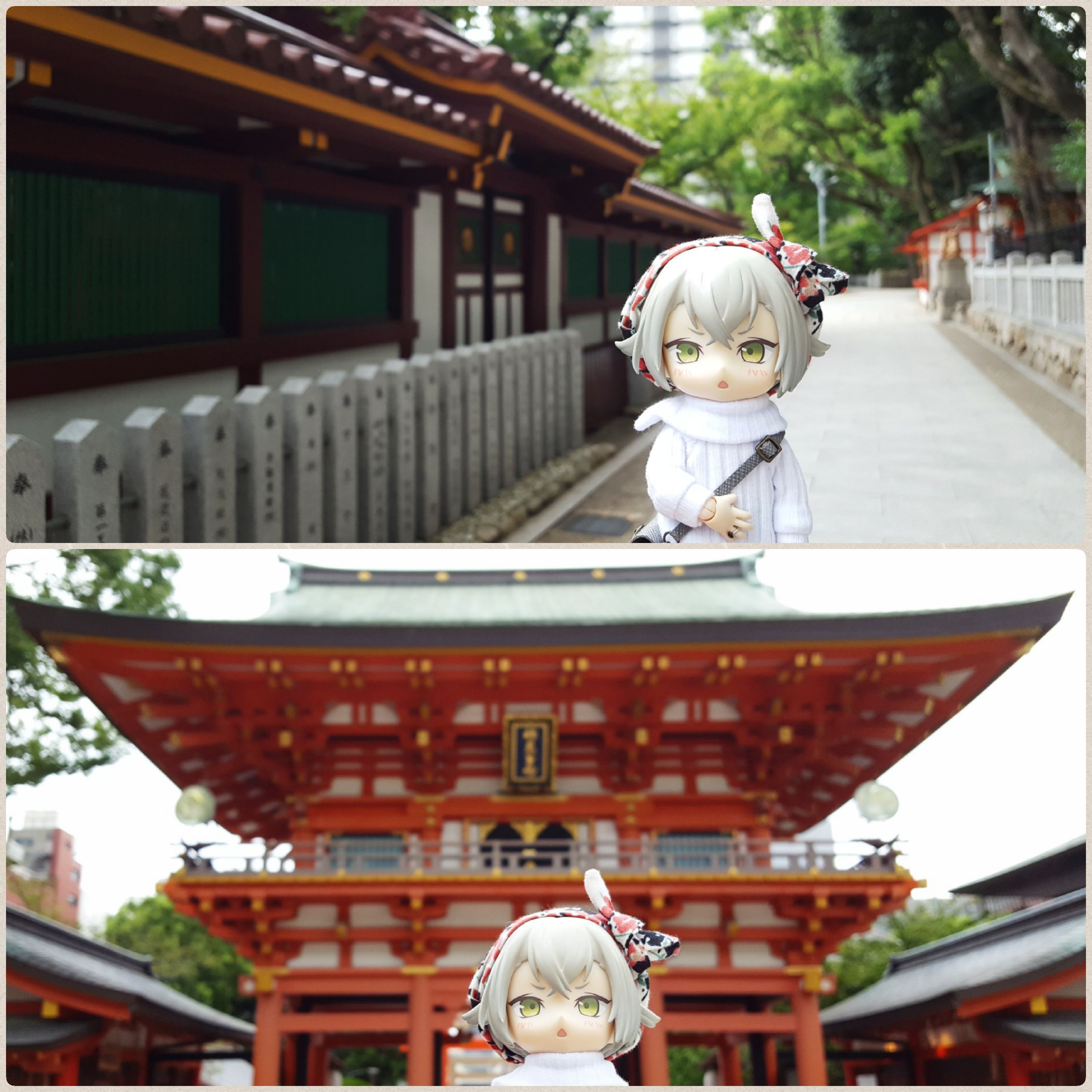 美しい神社,鳥居,癒しの旅,観光旅行でドールと記念撮影,刀剣乱舞蛍丸