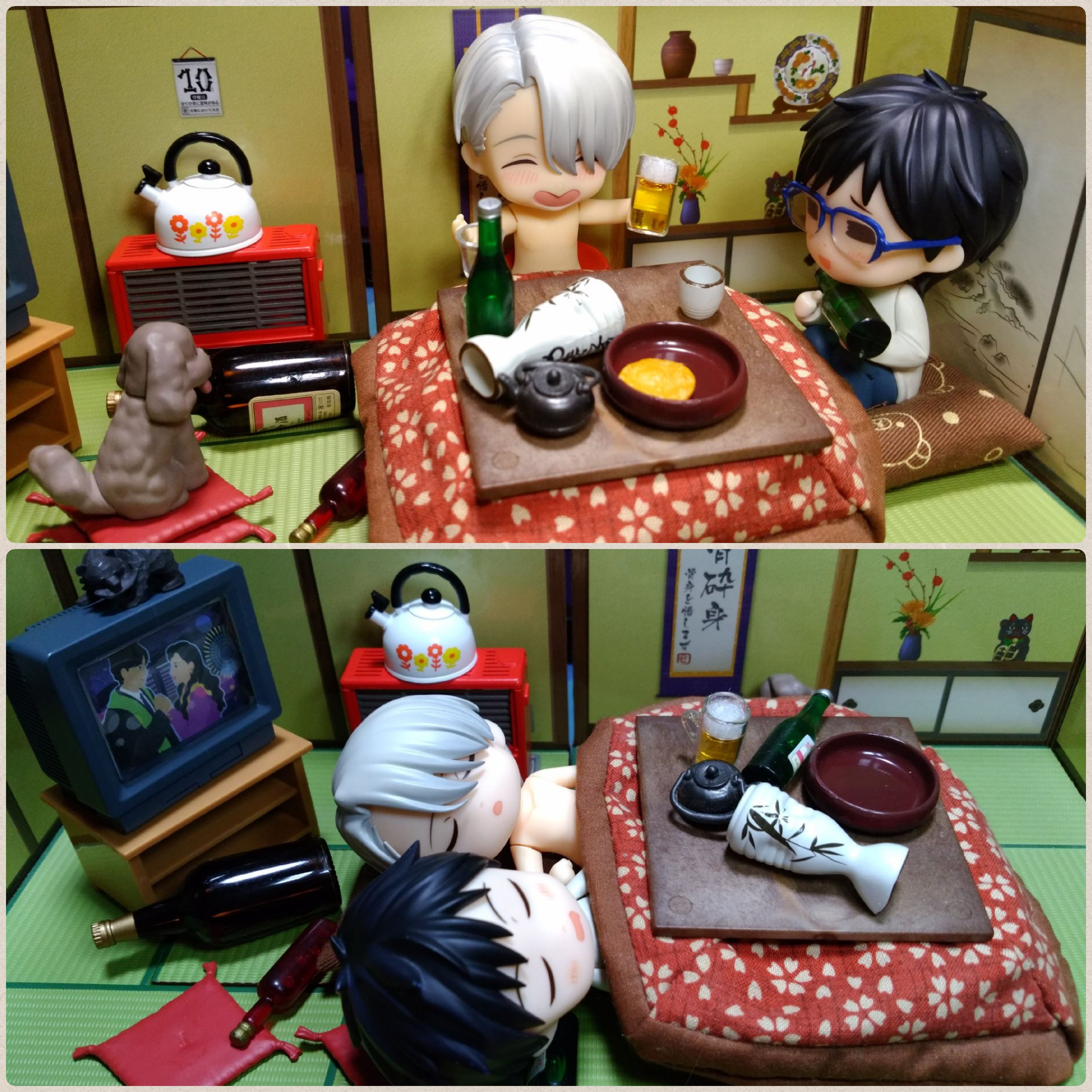 真冬,お正月,こたつで寝る,寝酒,寒い冬の夜,ねんどろいどヴィクトル
