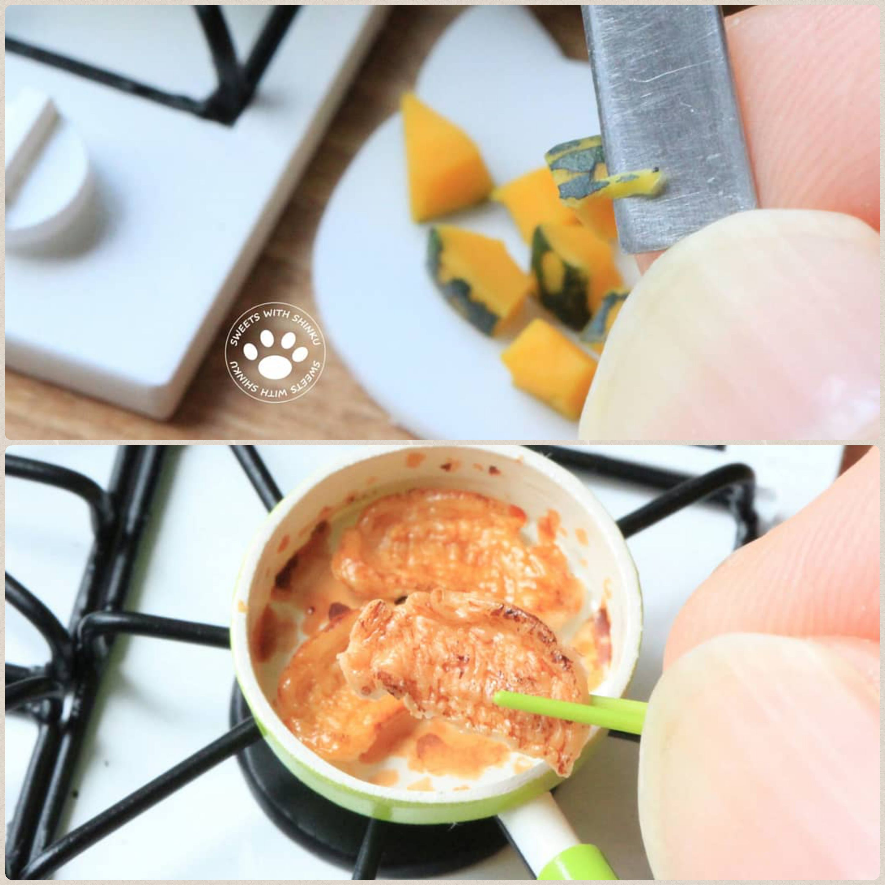 ミニチュアキッチンままごと,楽しく手作り料理,豚のしょうが焼き