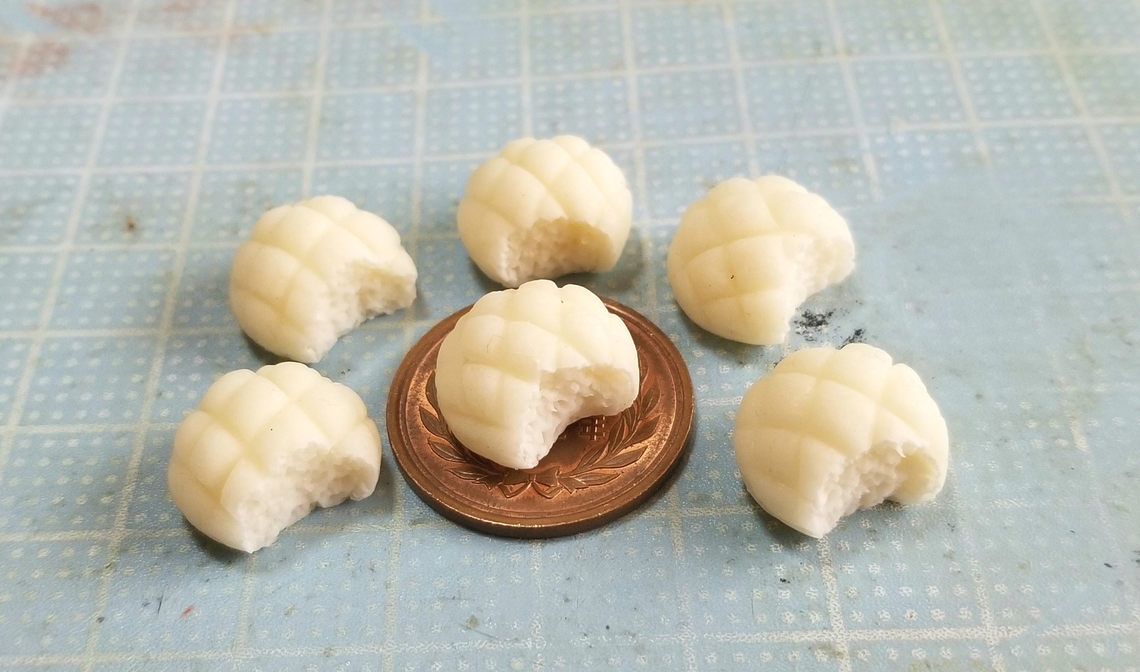 作り方,ミニチュアフード,メロンパン,樹脂粘土,ドールハウス,食品