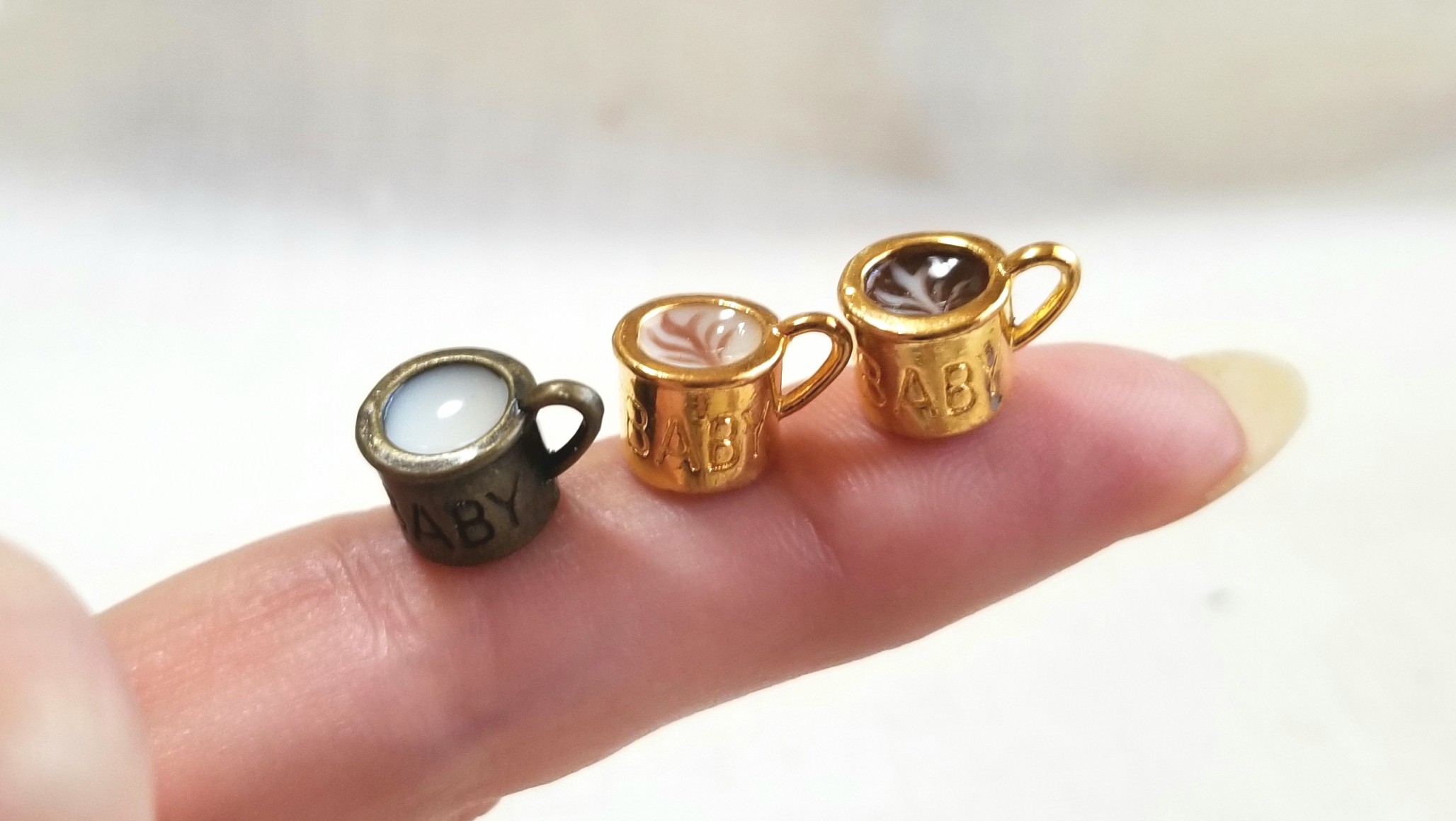 ホットミルク,カフェモカ,ラテアート,ミニチュアフード,レジン