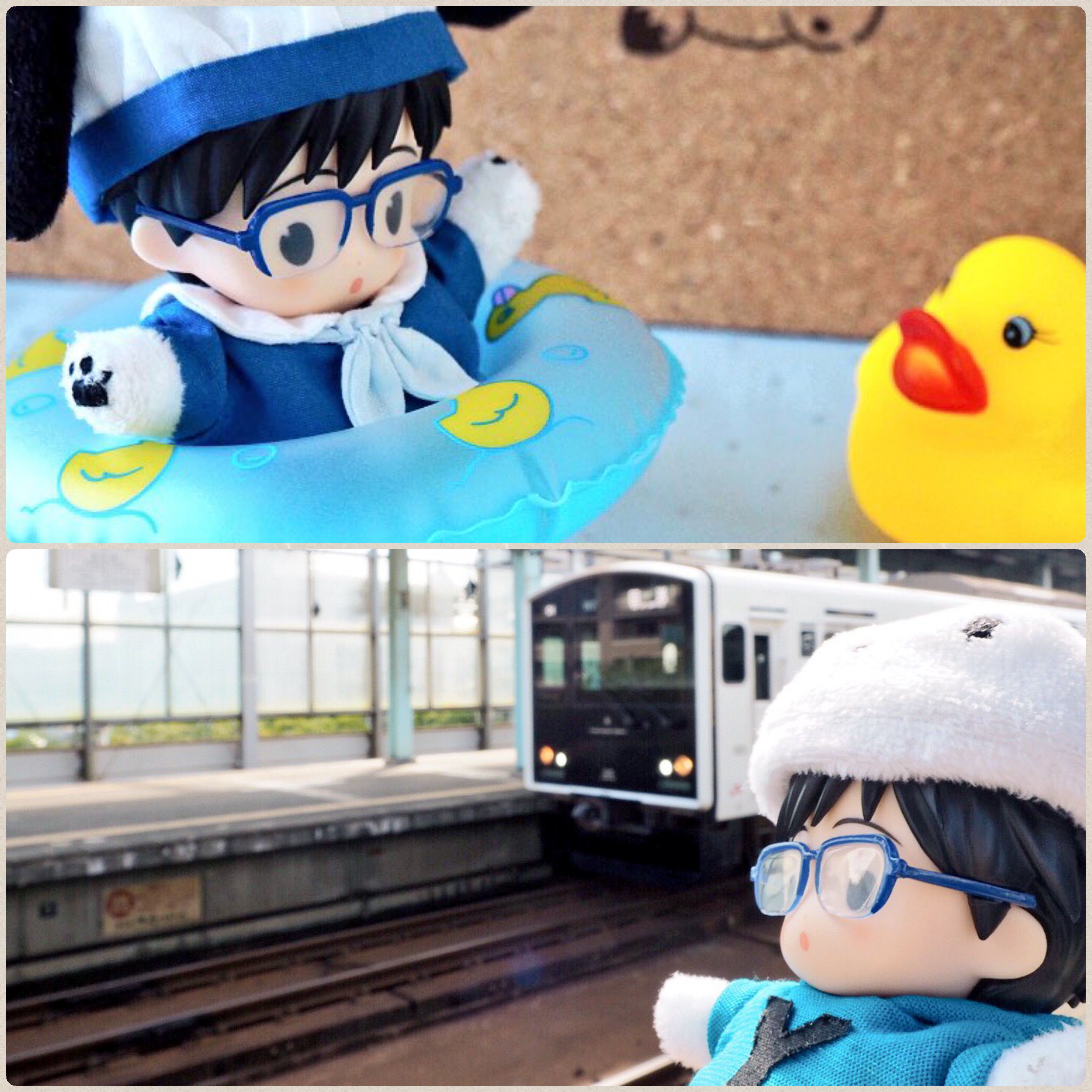 電車を見送る可愛いぬいぐるみ,ぽちゃゆ,ポチャ勇利,オビツ11