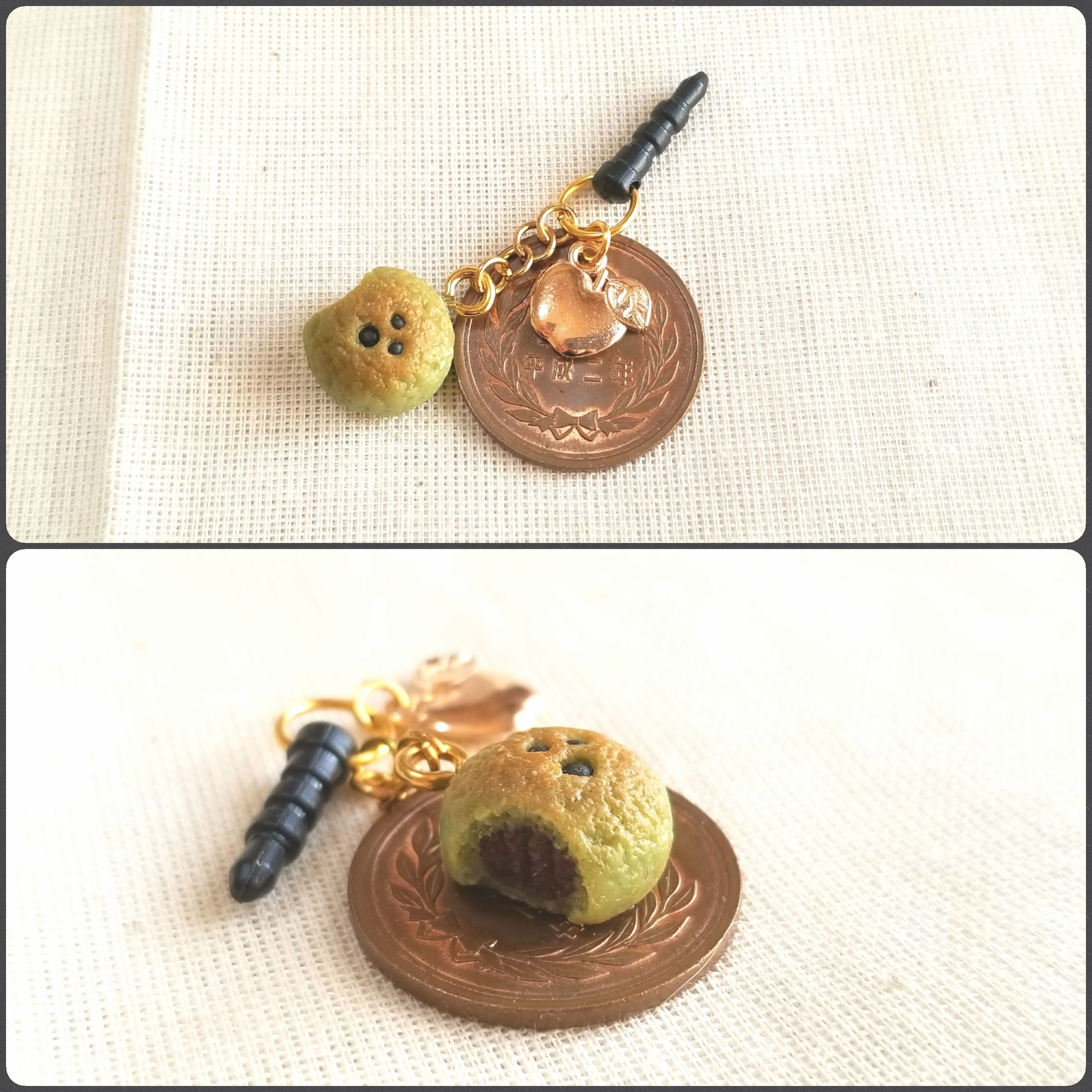 イヤホンジャック,よもぎあんパン,アクセサリー,ミニチュアフード
