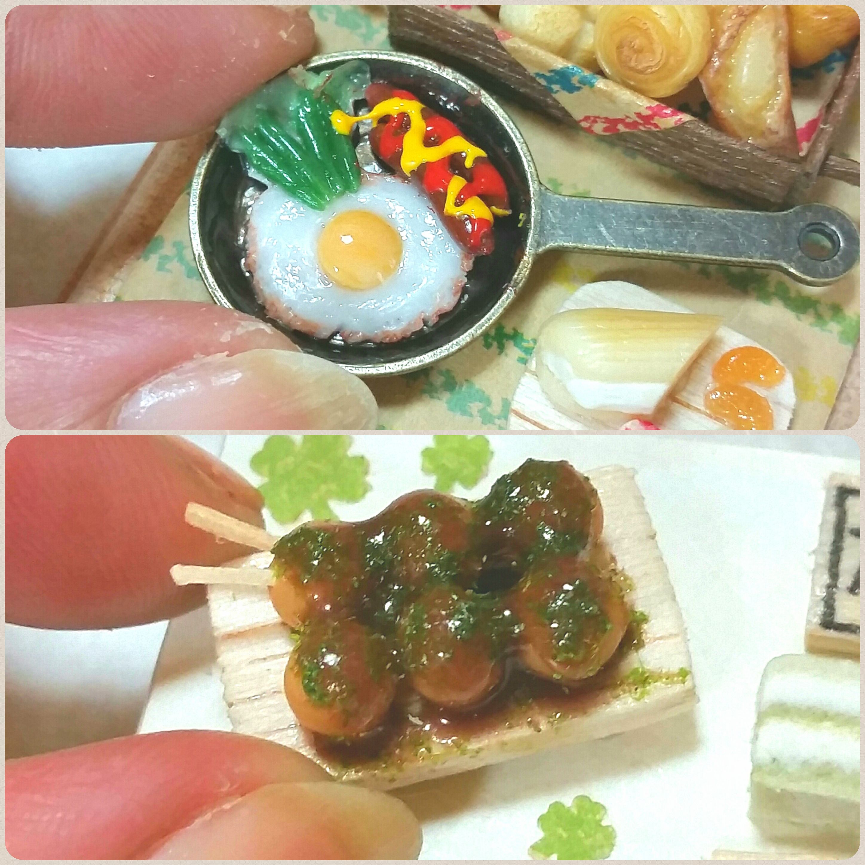 ミニチュアフード,かわいい目玉焼き,おいしいたこ焼き,樹脂粘土