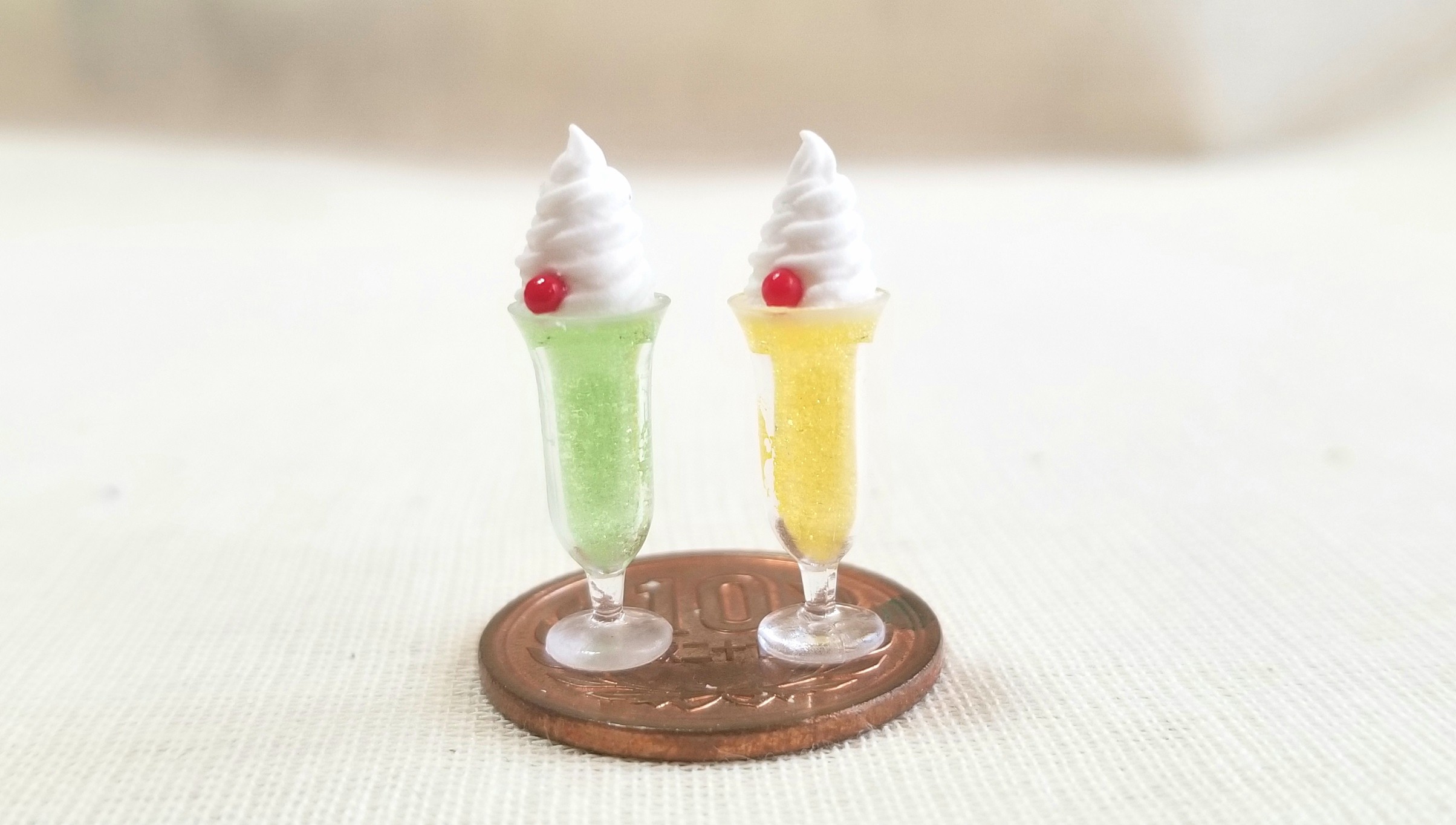 クリームソーダ,ミニチュアフード,レジン,ドール用小物,食品サンプル