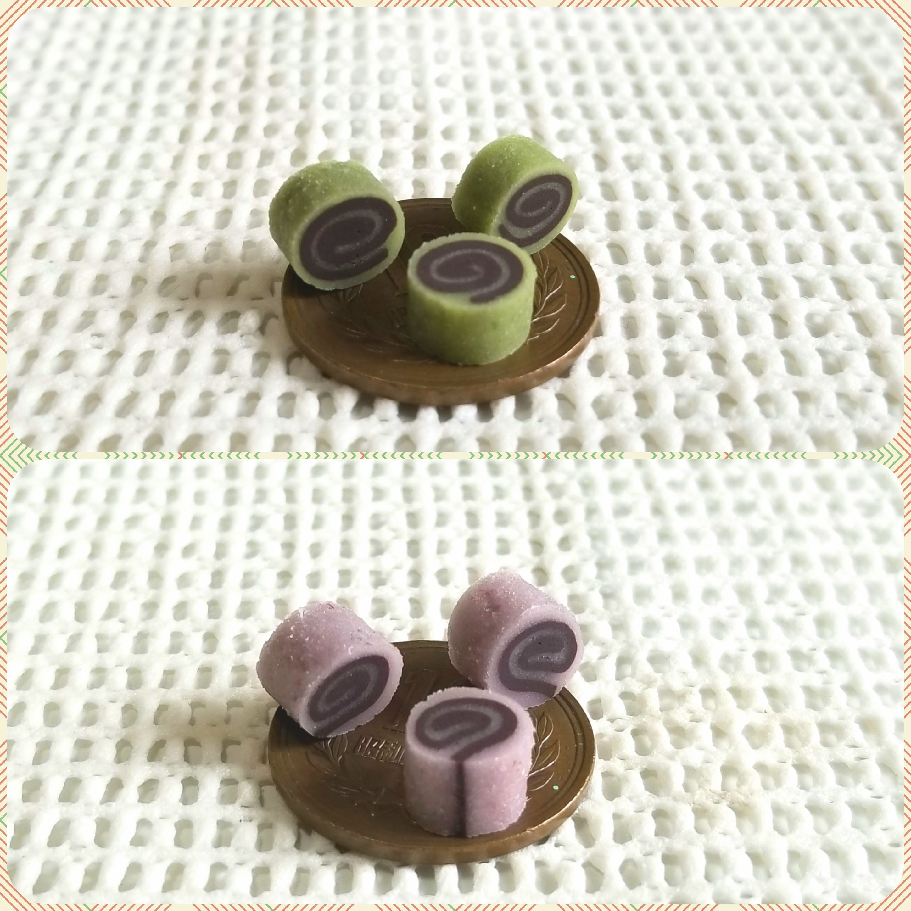 ミニチュアフード,和菓子,餡ロール,樹脂粘土,食品サンプル,ドール