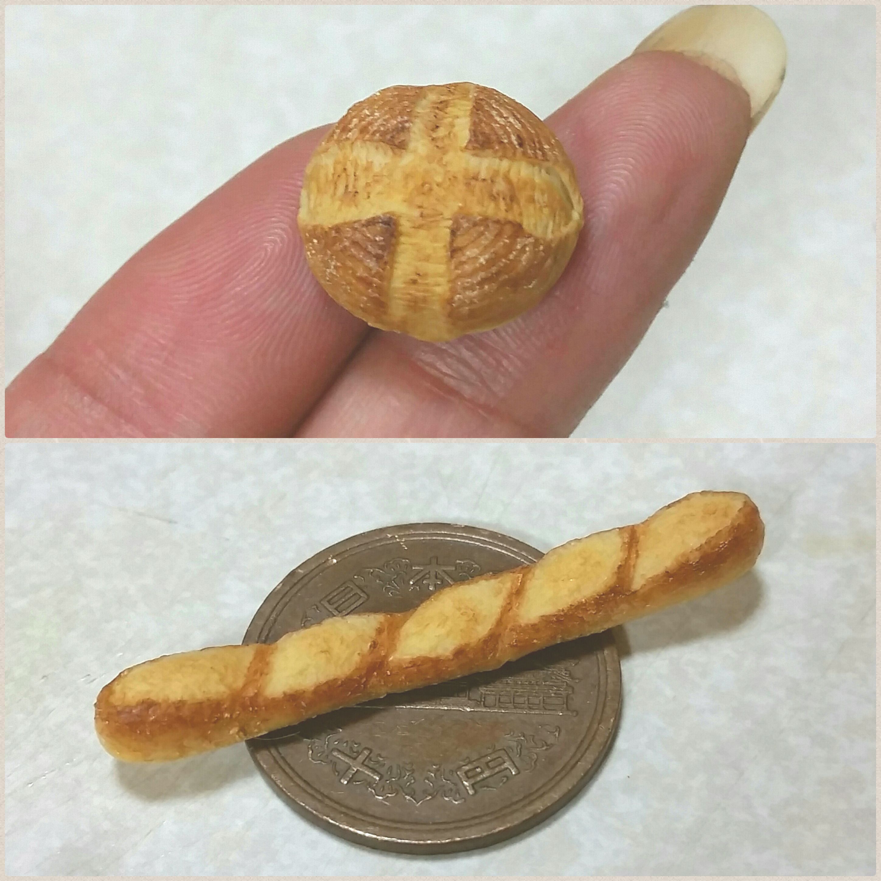 カンパーニュ,バケット,パン,ミニチュアフード.樹脂粘土,可愛い