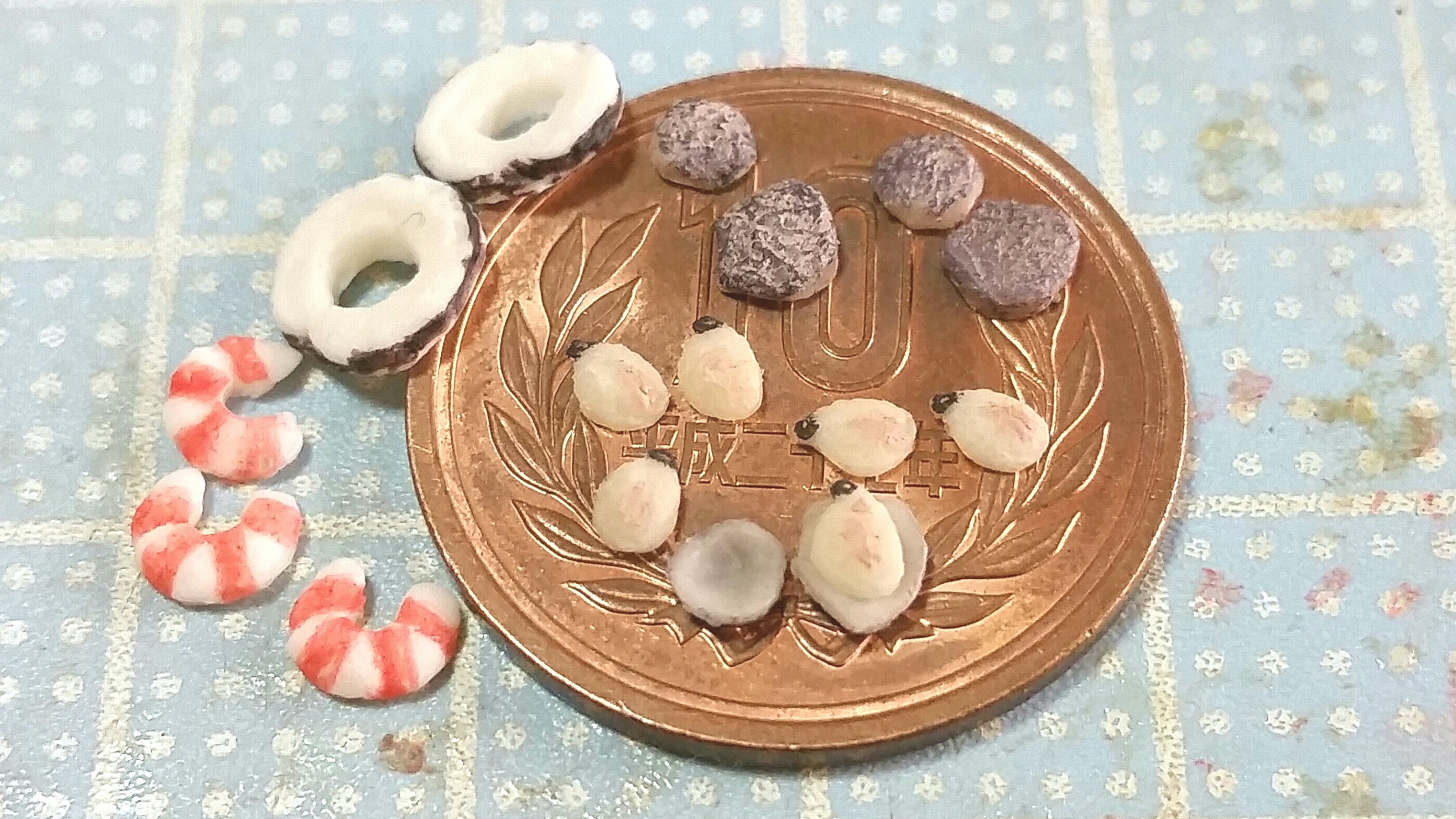 ミニチュア,シーフード,魚介類,えび,いか,あさり,樹脂粘土