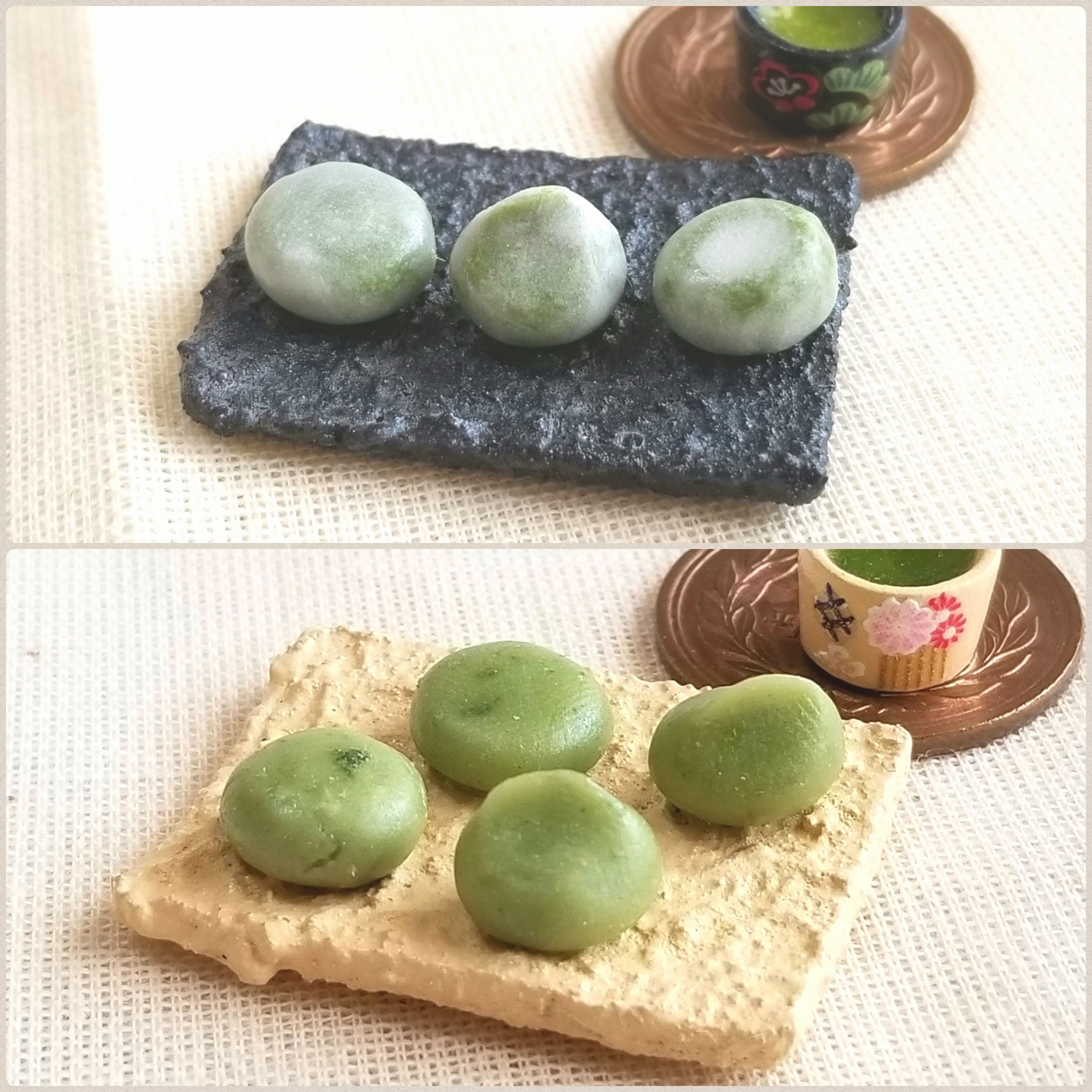 生菓子,和菓子屋,ミニチュア,よもぎ草餅,あんこ入り,小さくて可愛い