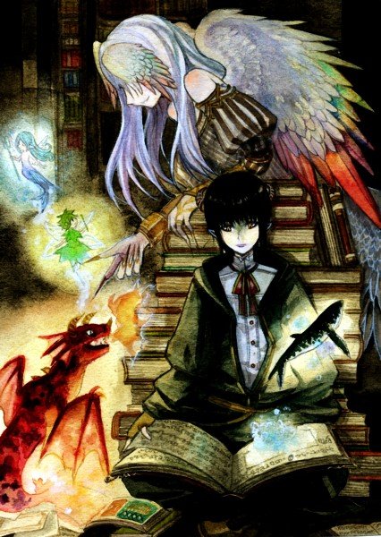 イラスト 本の山と悪魔 空想博物館025号館 イラスト 本の山と悪魔 空想博物館025号館
