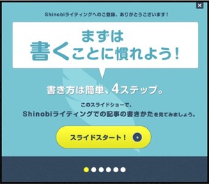 Shinobiライティングの書き方の説明ページ