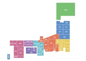 色分けされた日本地図