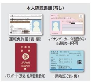 本人確認書に使える書類一覧