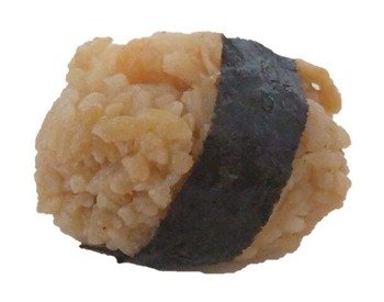 日本橋天丼天むす金子半之助の天むす(黒)を横から見た写真