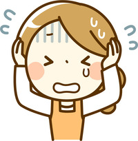 あたふたする主婦のイラスト