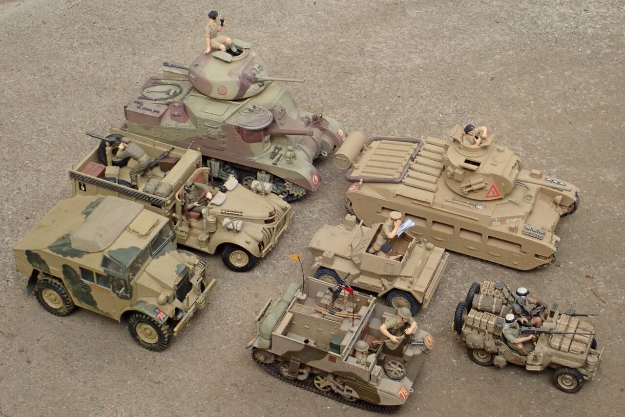 ▶︎1970年代発売のTAMIYA製の英軍北アフリカ戦線車両揃い踏み : T.M.