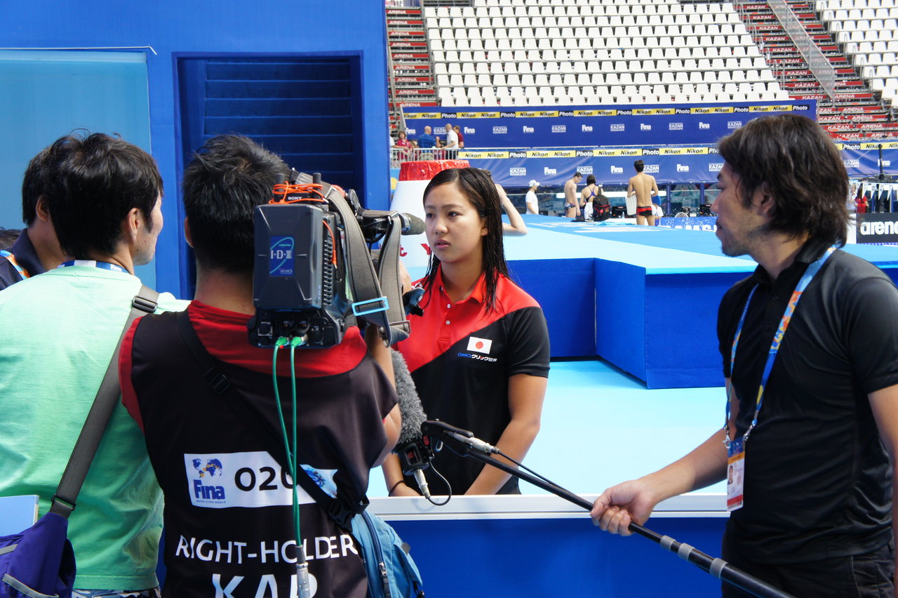 Tobiuo Japan Journal 世界水泳 試合会場カザン アリーナにて初練習を行いました