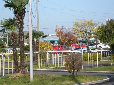 消防車の練習?