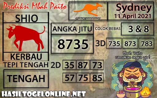 Prediksi Togel Sydney 11 April 2021 : TogelmbahpaitoのBlog