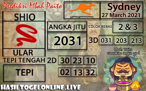Prediksi Togel Sydney 27 March 2021 : TogelmbahpaitoのBlog