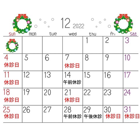 12月診療日