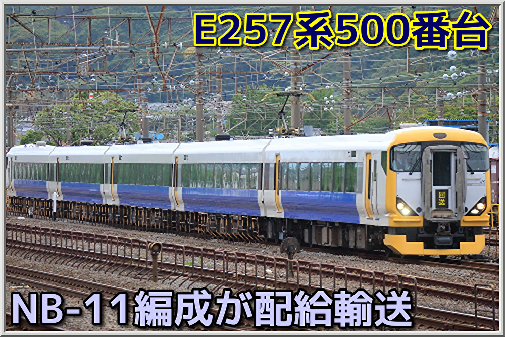 5500番台化へ】E257系500番台NB-11編成(灰色)が配給輸送…5500