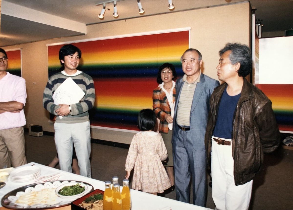016靉嘔と中上夫妻、私 (大野市の靉嘔展にて)