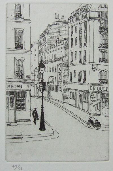 街角／風間完 (銅版画) 銅版画 風間完 「街角」商品番号35050901- 絵のある暮らし・絵に