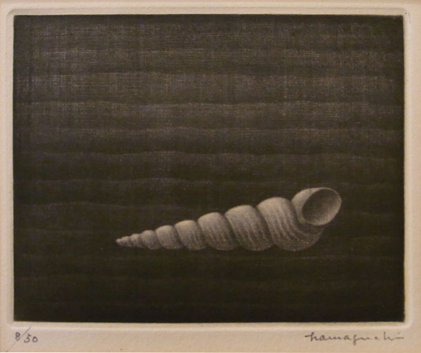 i浜口陽三の腐蝕銅版画　「トウモロコシ」美品 銅版画の展覧会『生誕110年 浜口陽三銅版画展 憧れ―伊豆と浜口