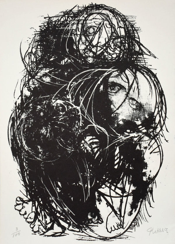 福沢一郎　リトグラフ版画　「踊り」　69/95 福沢一郎リトグラフ版画「踊り」69/95