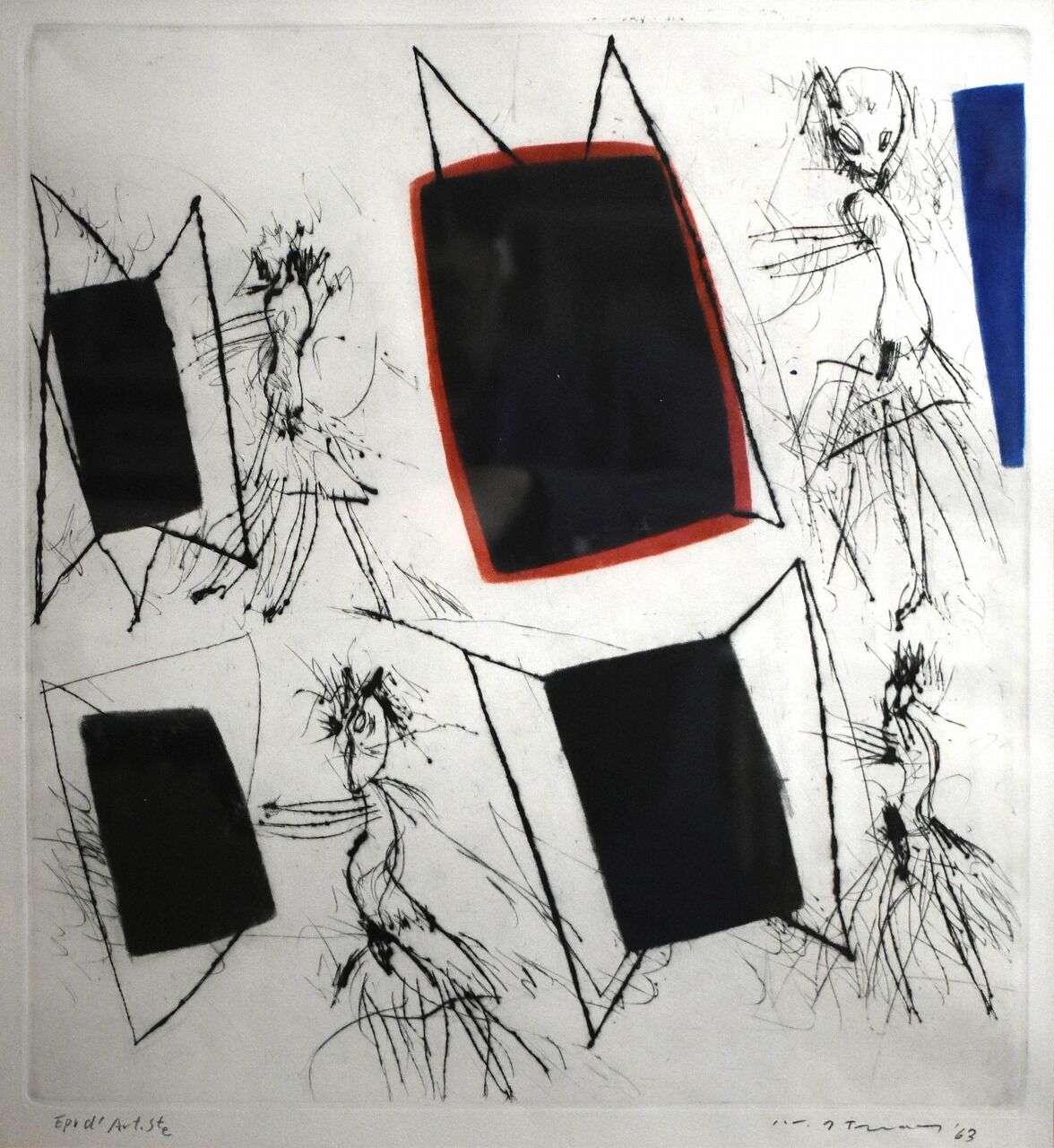 池田満寿夫の初期銅版画「白い岩石」と代表作「聖なる手1