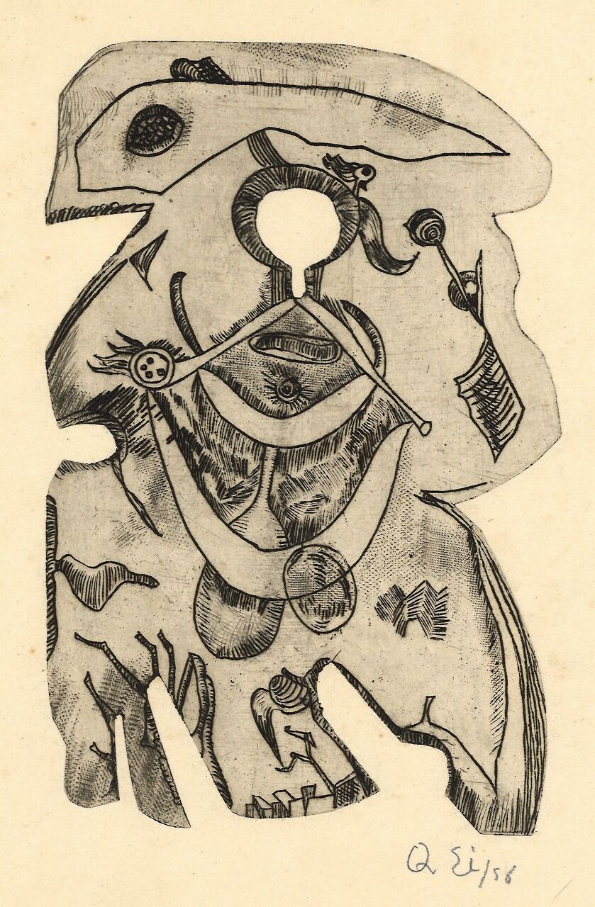 No.5 瑛九 銅版画 人形