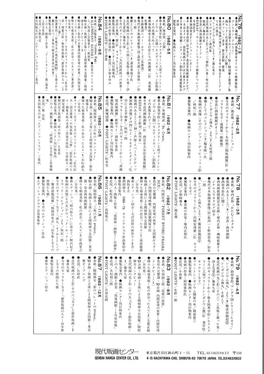 1983年12月版画センターニュース76-87合本 裏