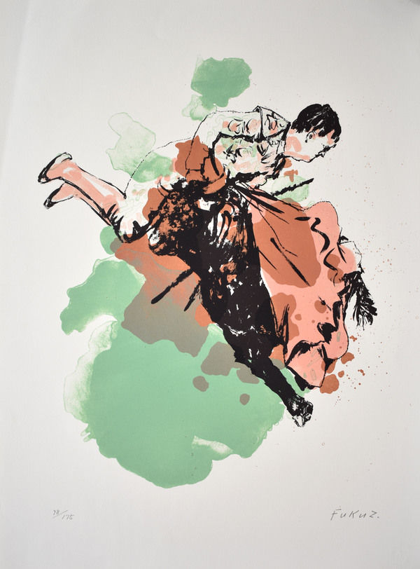 福沢一郎　リトグラフ版画　「踊り」　69/95 福沢一郎 リトグラフ版画 「踊り」 69/95 福沢一郎 リトグラフ