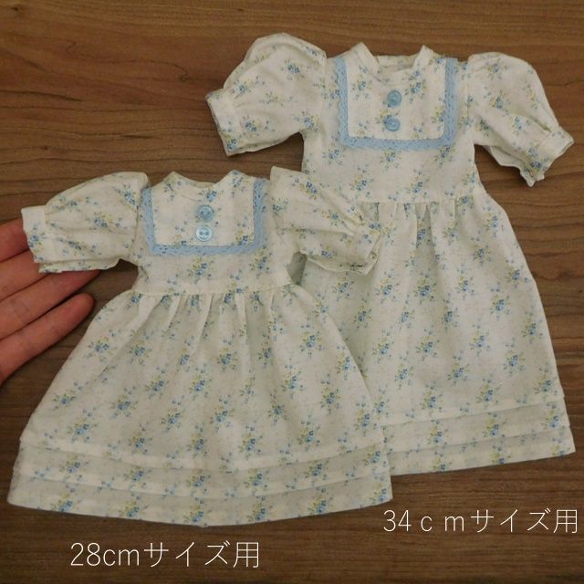 ブルーの花柄のワンピース Mixjam ミシンでko ブルーの花柄のワンピース Mixjam ミシンでko