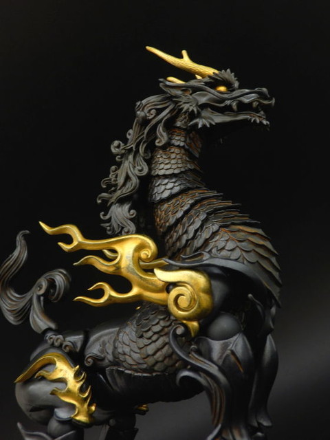 s.k_201714 タケヤ式自在置物 KT-001麒麟 タケヤ式自在置物 KT-001 麒麟（きりん）鉄錆地調版｜KT