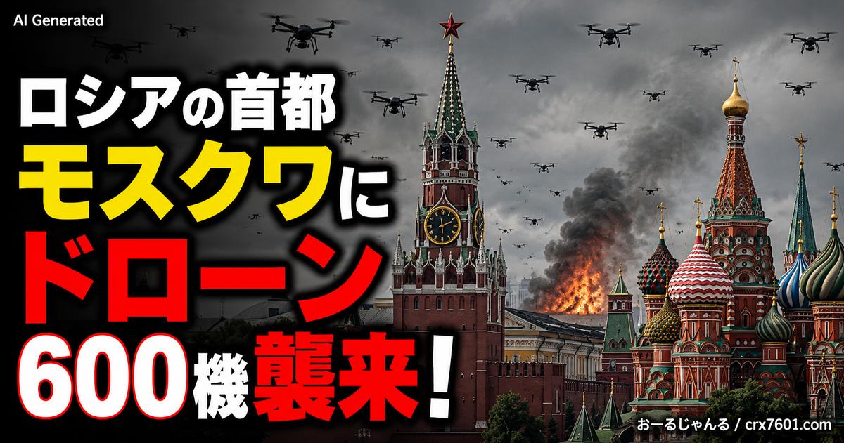 ロシアの首都モスクワにドローン600機襲来！