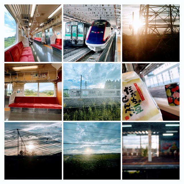 車窓からの景色と電車と新幹線